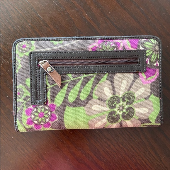 Spartina 449 Large BiFold Natural Linen Wallet Snap Close Floral - Picture 2 of 11